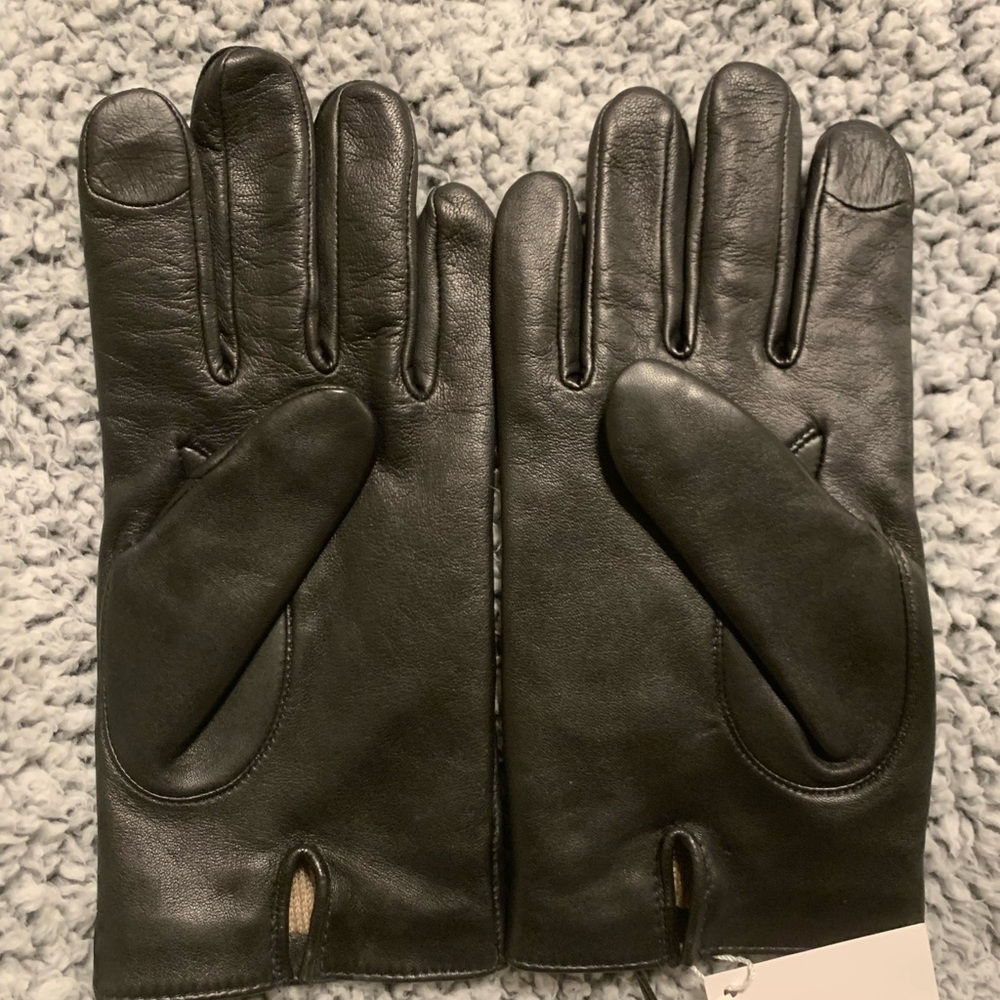 Black COACH Lined Leather Tech Gloves Size Small